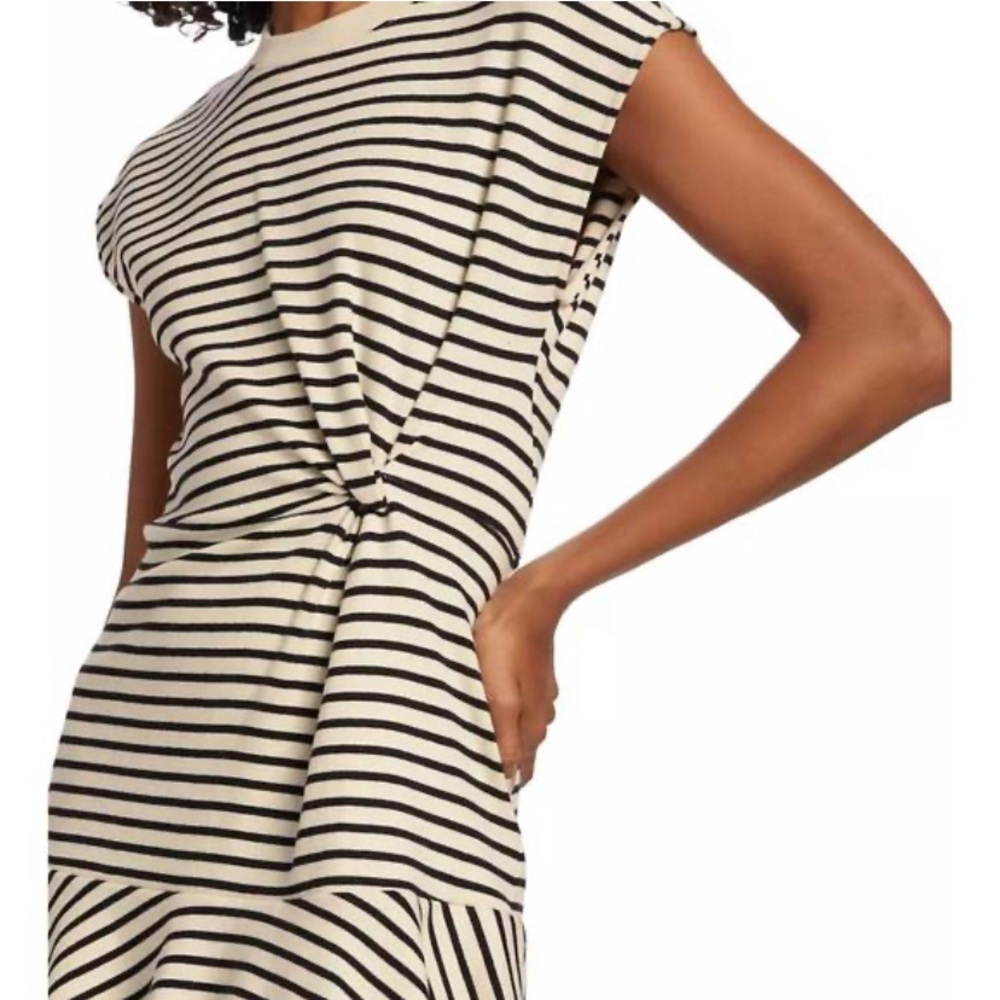 Tanya Taylor Black and White Striped Dress.Retail $480